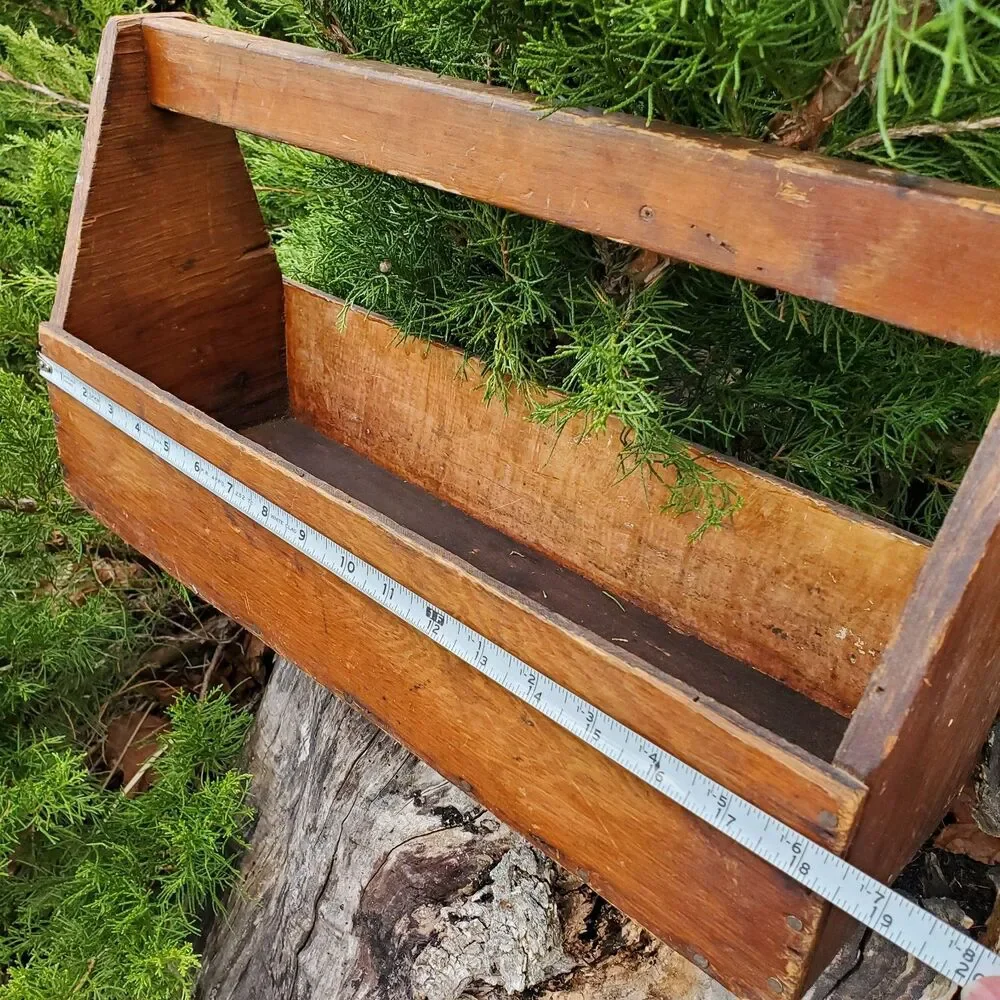 Vtg Primitive Wood Carpenter Tool Box/Rustic Cottage Garden Plant Flower Display